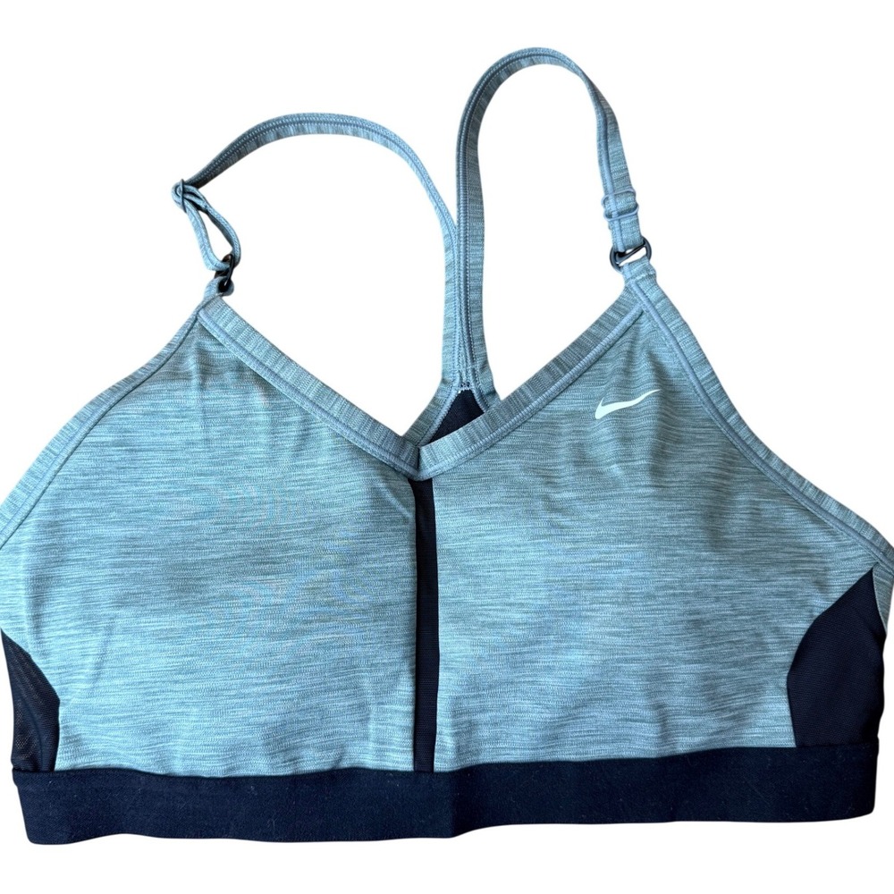 Nike Dri-FIT Womens Sports Bra Grey Black Heathered Racerback Light Support L